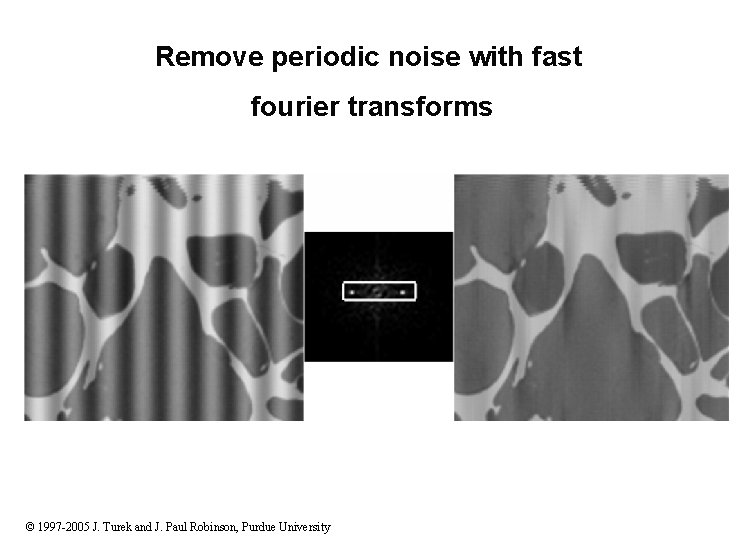 Remove periodic noise with fast fourier transforms © 1997 -2005 J. Turek and J.