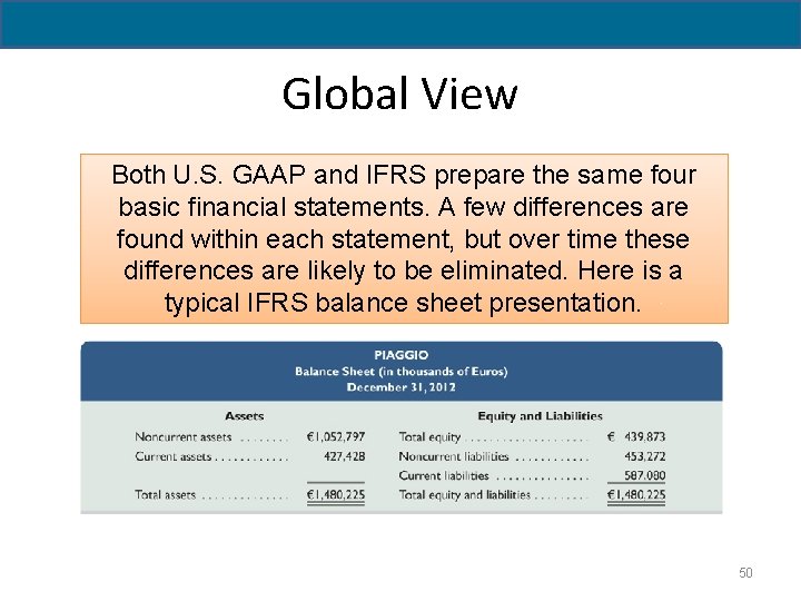 2 - 50 Global View Both U. S. GAAP and IFRS prepare the same