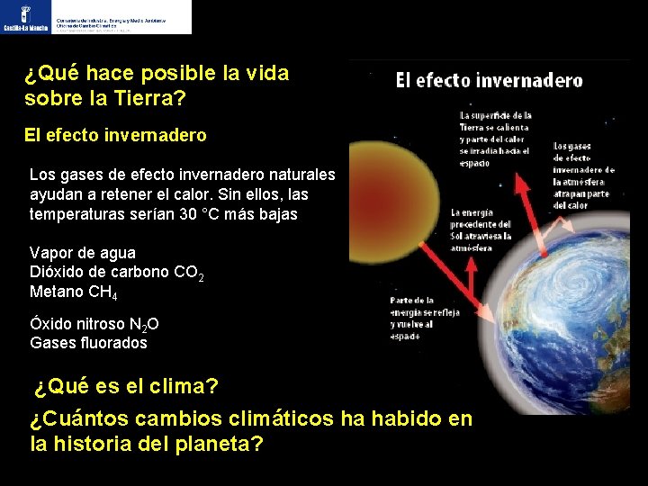 ¿Qué hace posible la vida sobre la Tierra? El efecto invernadero Los gases de