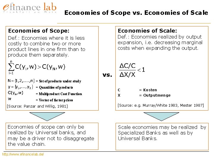 Economies of Scope vs. Economies of Scale Economies of Scope: Economies of Scale: Def.
