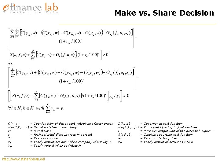 Make vs. Share Decision C(y, w) = N={1, 2, . . . , n}