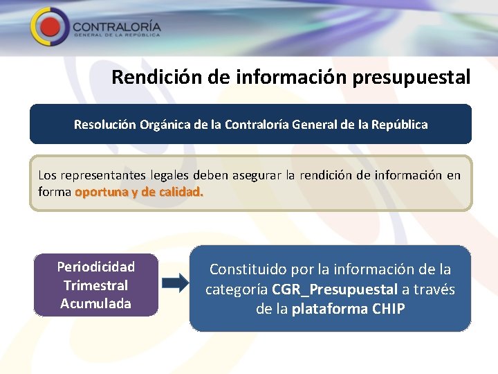 Rendición de información presupuestal Resolución Orgánica de la Contraloría General de la República Los