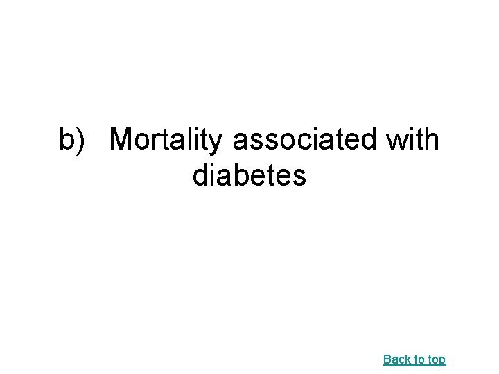 b) Mortality associated with diabetes Back to top 