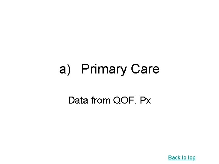 a) Primary Care Data from QOF, Px Back to top 