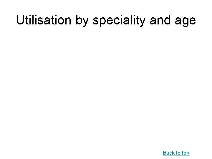 Utilisation by speciality and age Back to top 