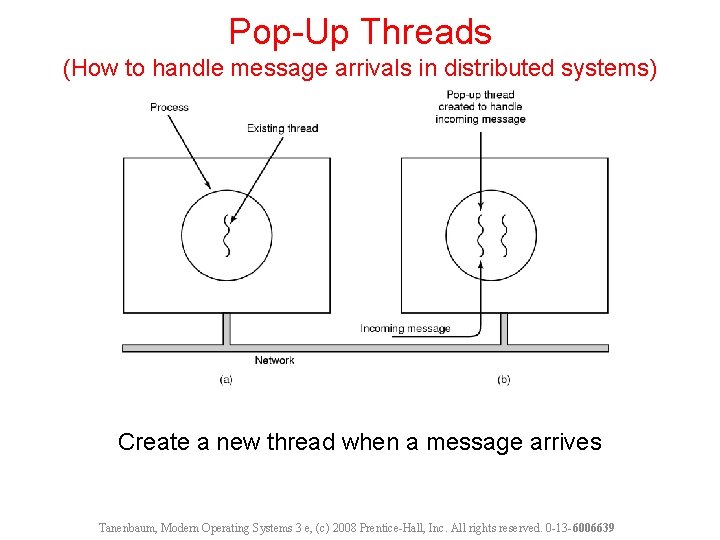 Pop-Up Threads (How to handle message arrivals in distributed systems) Create a new thread