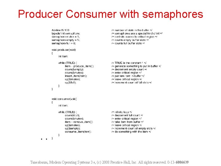 Producer Consumer with semaphores . . . Tanenbaum, Modern Operating Systems 3 e, (c)