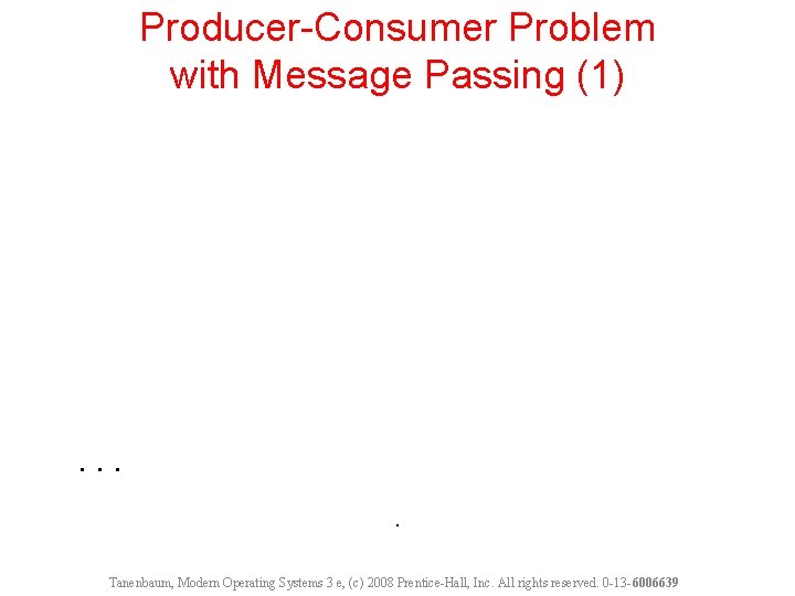 Producer-Consumer Problem with Message Passing (1) . . Tanenbaum, Modern Operating Systems 3 e,