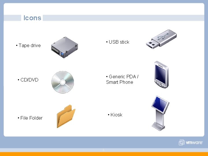 Icons • USB stick • Tape drive • Generic PDA / Smart Phone •