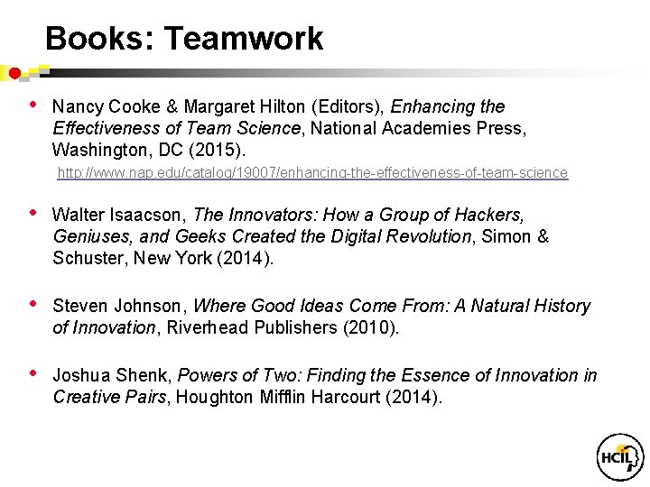 Books: Teamwork • Nancy Cooke & Margaret Hilton (Editors), Enhancing the Effectiveness of Team