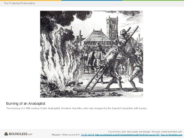 The Protestant Reformation Burning of an Anabaptist The burning of a 16 th-century Dutch