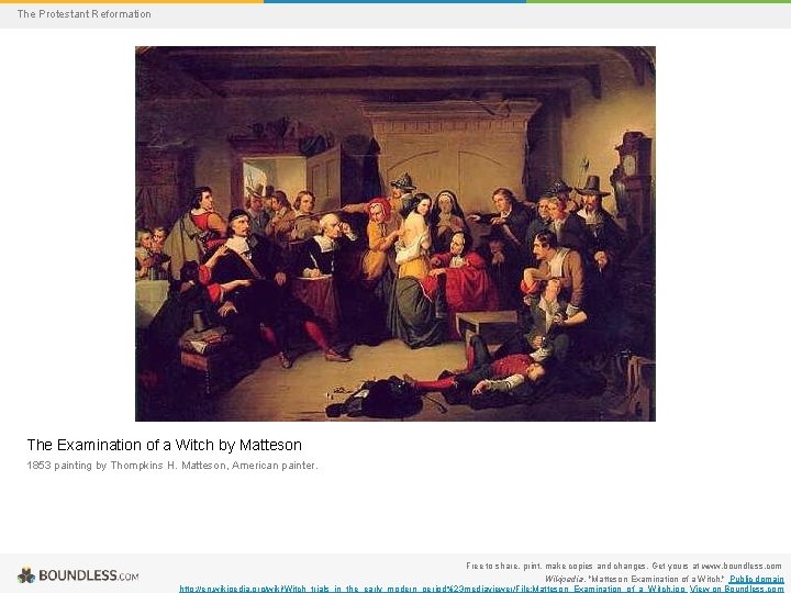The Protestant Reformation The Examination of a Witch by Matteson 1853 painting by Thompkins