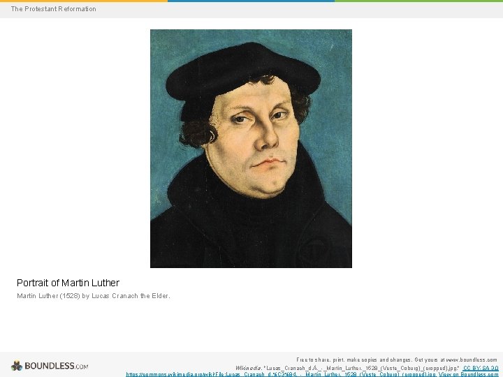 The Protestant Reformation Portrait of Martin Luther (1528) by Lucas Cranach the Elder. Free