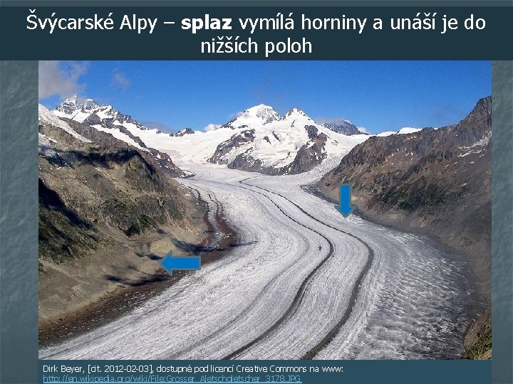 Švýcarské Alpy – splaz vymílá horniny a unáší je do nižších poloh Dirk Beyer,