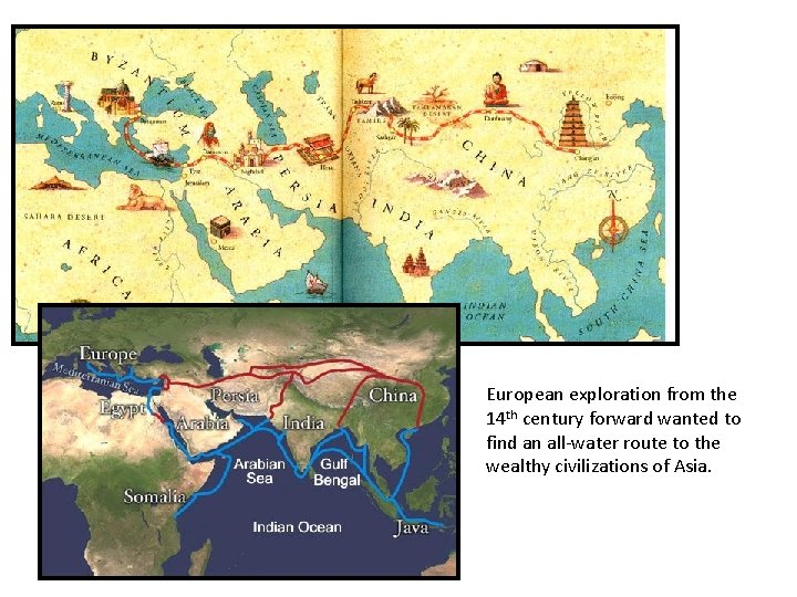 European exploration from the 14 th century forward wanted to find an all-water route