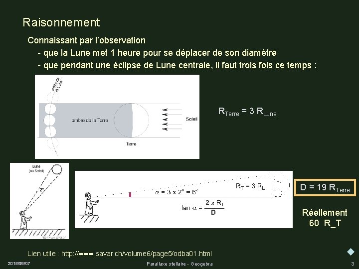 Raisonnement Connaissant par l’observation - que la Lune met 1 heure pour se déplacer