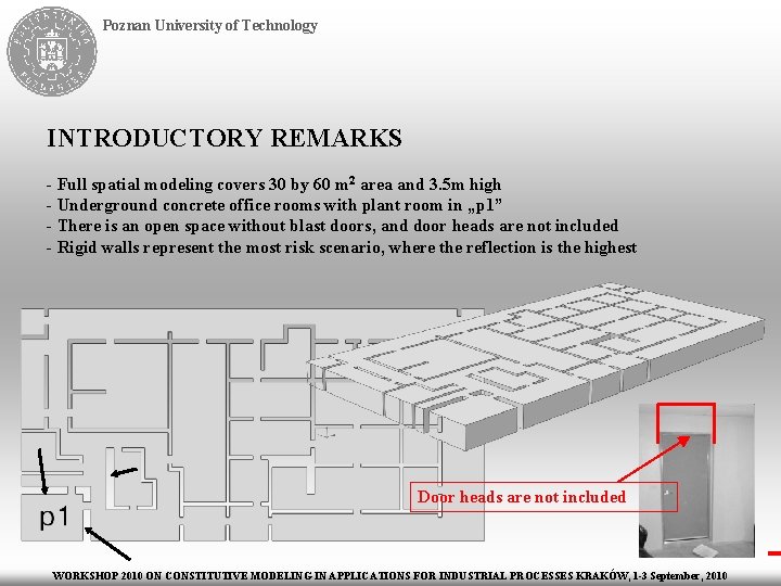 Poznan University of Technology INTRODUCTORY REMARKS - Full spatial modeling covers 30 by 60