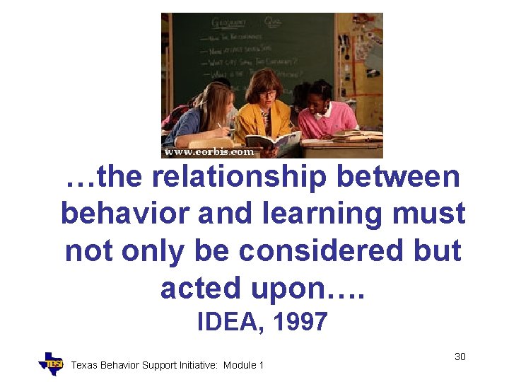…the relationship between behavior and learning must not only be considered but acted upon….
