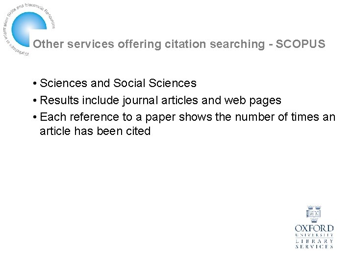 Other services offering citation searching - SCOPUS • Sciences and Social Sciences • Results