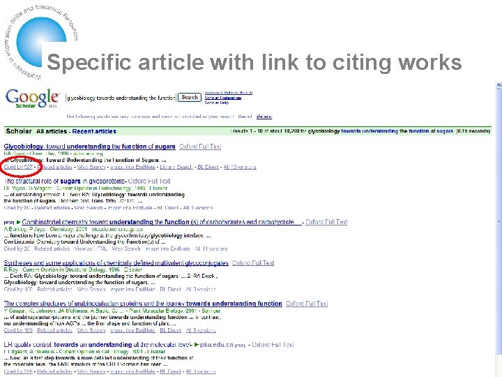 Specific article with link to citing works 