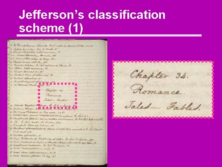 Jefferson’s classification scheme (1) 