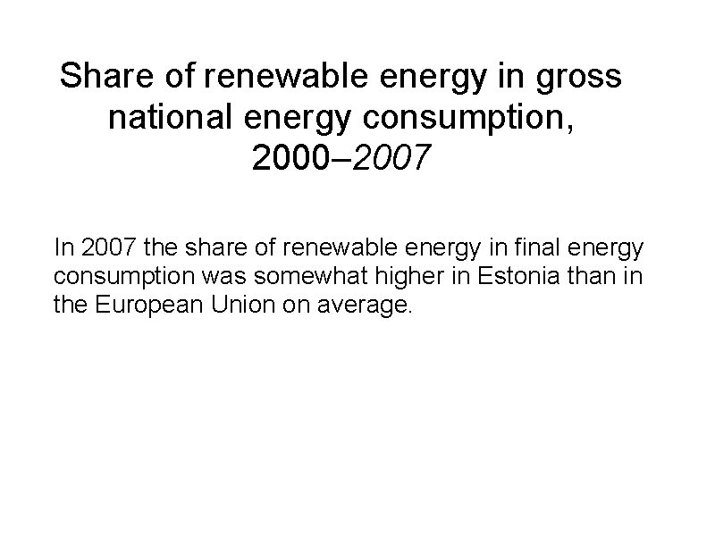 Share of renewable energy in gross national energy consumption, 2000– 2007 In 2007 the