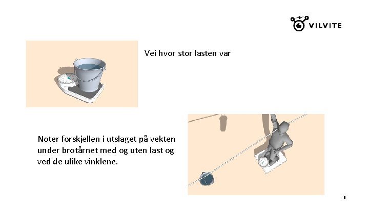 Vei hvor stor lasten var Noter forskjellen i utslaget på vekten under brotårnet med