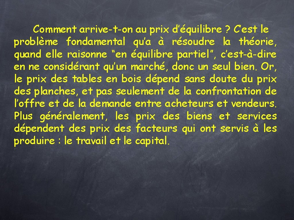 Comment arrive-t-on au prix d’équilibre ? C’est le problème fondamental qu’a à résoudre la