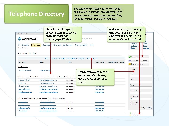 Telephone Directory The telephone directory is not only about telephones. It provides an extensive