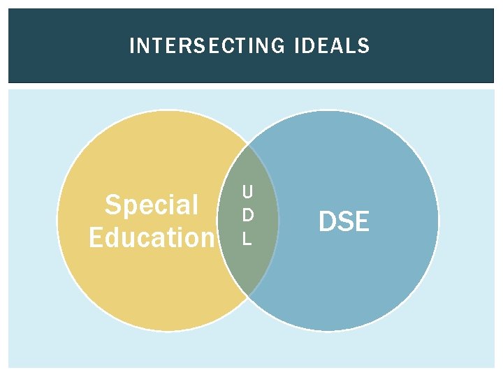 INTERSECTING IDEALS Special Education U D L DSE 