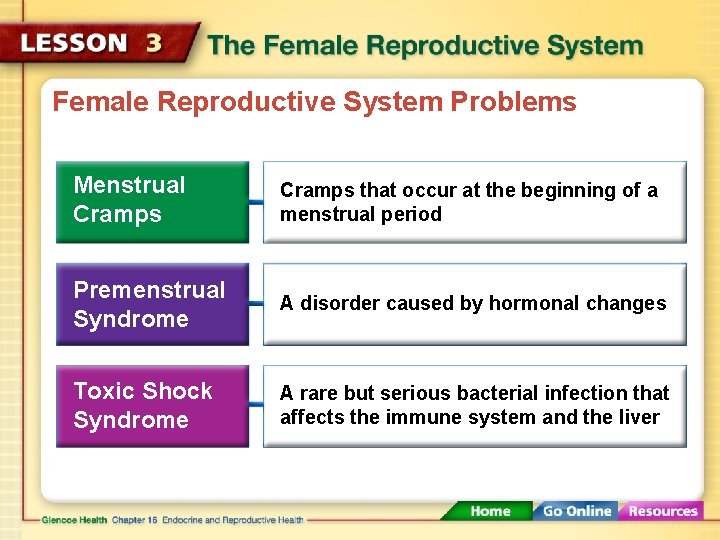 Female Reproductive System Problems Menstrual Cramps that occur at the beginning of a menstrual