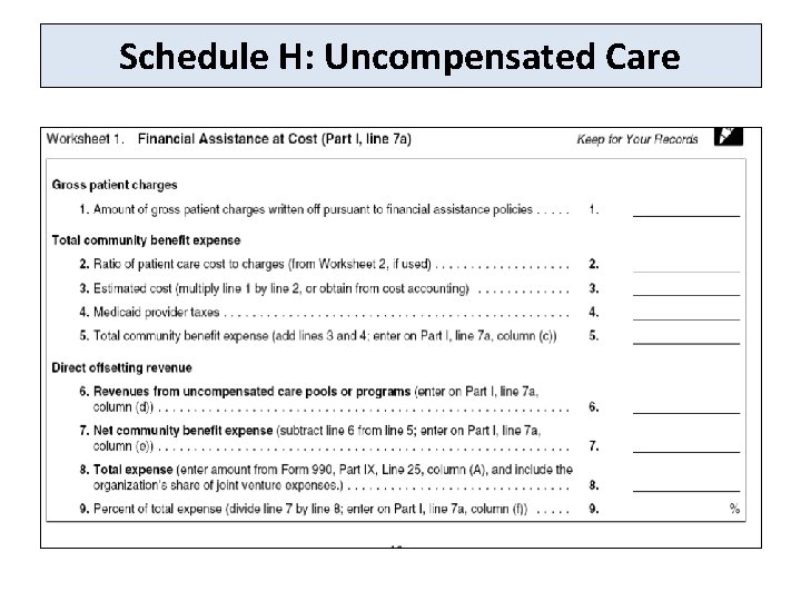 Schedule H: Uncompensated Care 