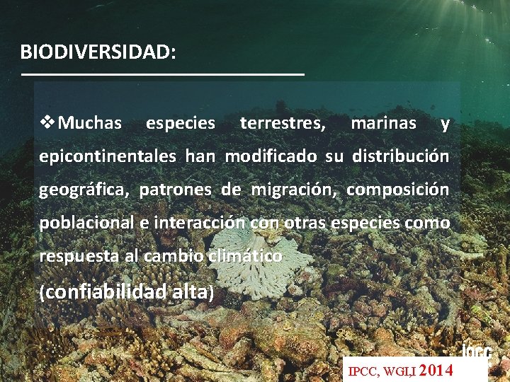 BIODIVERSIDAD: v. Muchas especies terrestres, marinas y epicontinentales han modificado su distribución geográfica, patrones