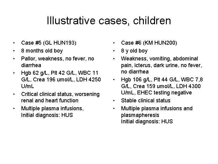 Illustrative cases, children • • • Case #5 (GL HUN 193) 8 months old