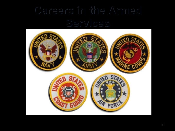 Careers in the Armed Services 39 