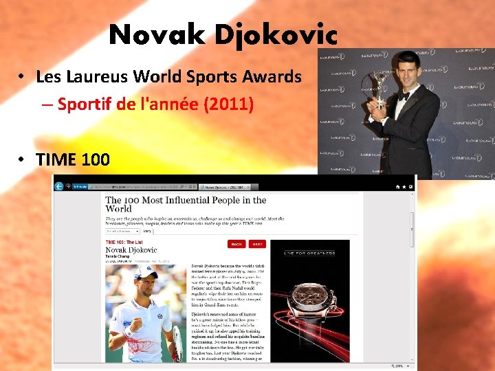 Novak Djokovic • Les Laureus World Sports Awards – Sportif de l'année (2011) •