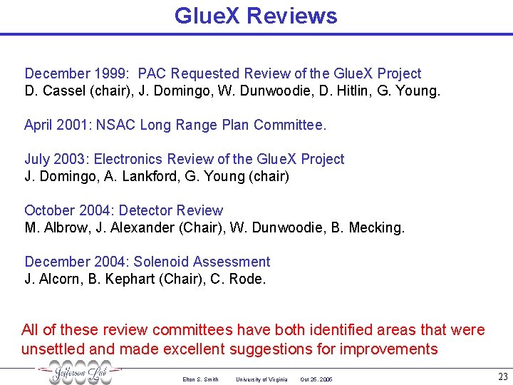 Glue. X Reviews December 1999: PAC Requested Review of the Glue. X Project D.