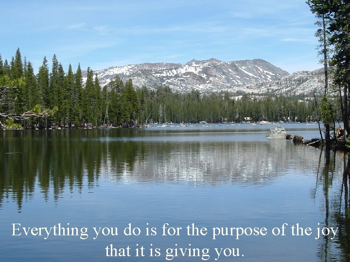 Everything you do is for the purpose of the joy that it is giving