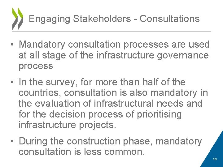 Engaging Stakeholders - Consultations • Mandatory consultation processes are used at all stage of