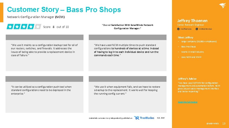 Customer Story – Bass Pro Shops Network Configuration Manager (NCM) Score 8 out of Customer Story – Bass Pro Shops Network Configuration Manager (NCM) Score 8 out of