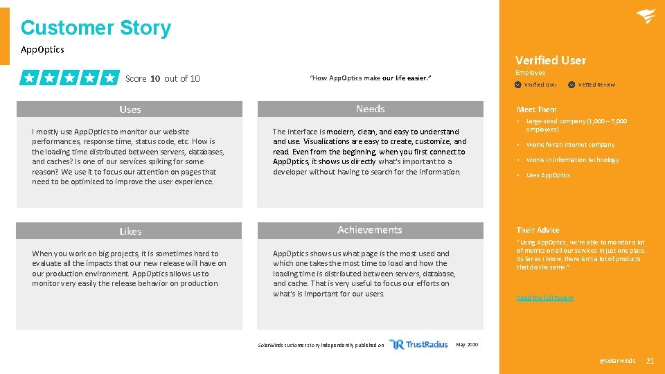 Customer Story App. Optics Verified User Score 10 out of 10 Employee “How App. Customer Story App. Optics Verified User Score 10 out of 10 Employee “How App.