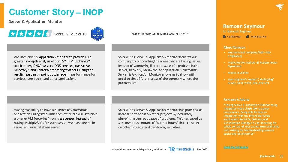Customer Story – INOP Server & Application Monitor Score 9 out of 10 Ramoan