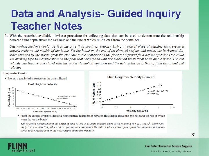 Data and Analysis- Guided Inquiry Teacher Notes 27 