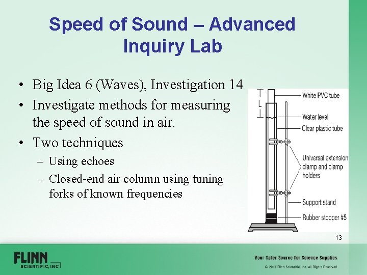 Speed of Sound – Advanced Inquiry Lab • Big Idea 6 (Waves), Investigation 14
