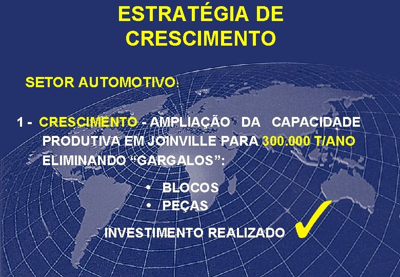 ESTRATÉGIA DE CRESCIMENTO SETOR AUTOMOTIVO: 1 - CRESCIMENTO - AMPLIAÇÃO DA CAPACIDADE PRODUTIVA EM