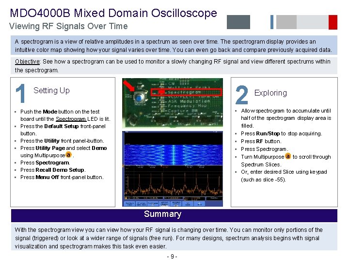  MDO 4000 B Mixed Domain Oscilloscope Viewing RF Signals Over Time A spectrogram