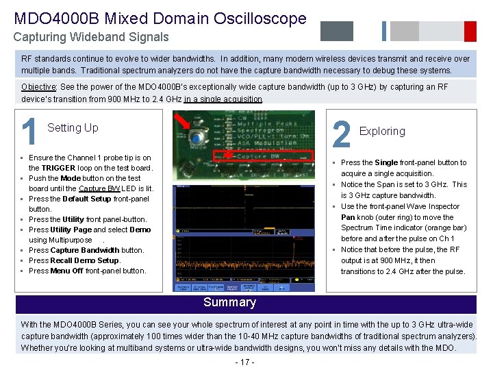  MDO 4000 B Mixed Domain Oscilloscope Capturing Wideband Signals RF standards continue to