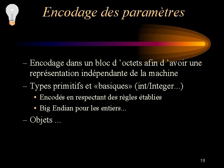 Encodage des paramètres – Encodage dans un bloc d ’octets afin d ’avoir une