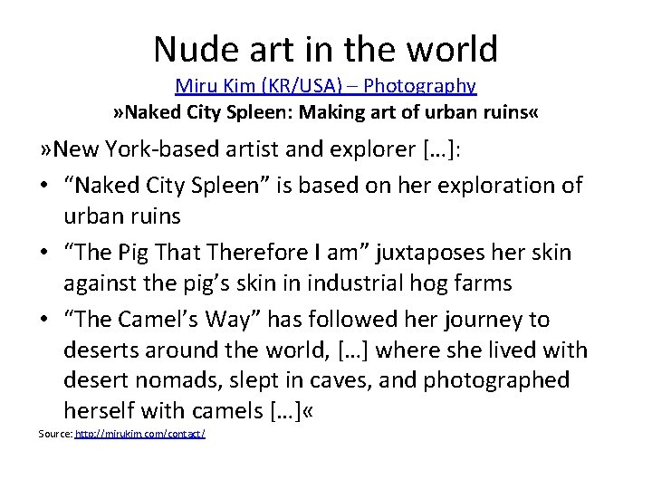 Nude art in the world Miru Kim (KR/USA) – Photography » Naked City Spleen: