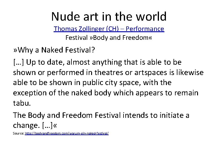 Nude art in the world Thomas Zollinger (CH) – Performance Festival » Body and